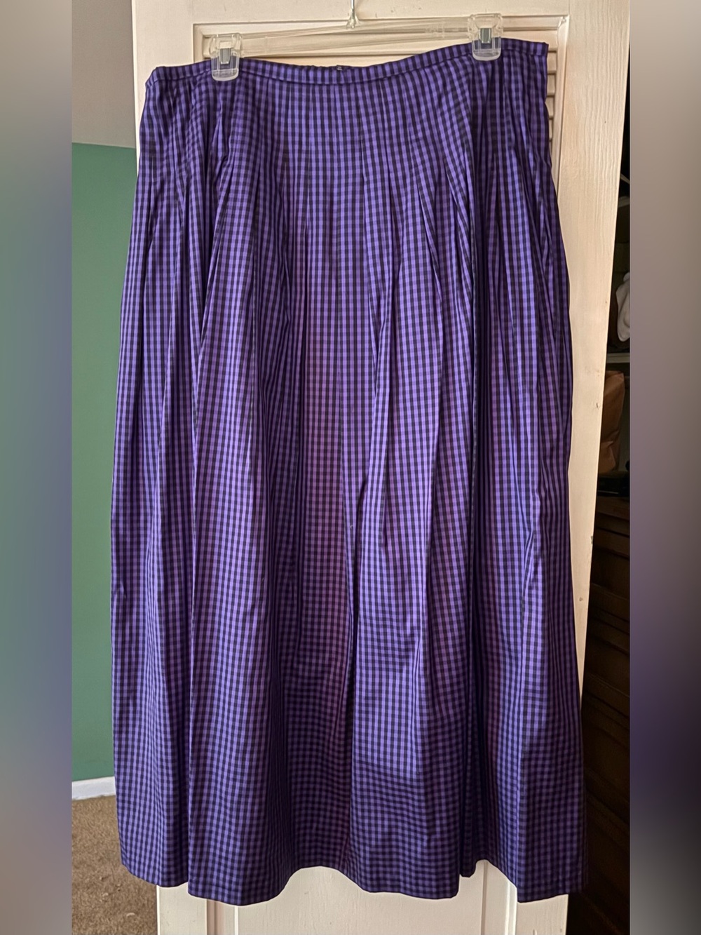 Purple Gingham Full maxi Skirt - Women